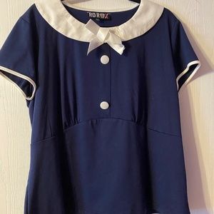 Rorox Navy Vintage blouse